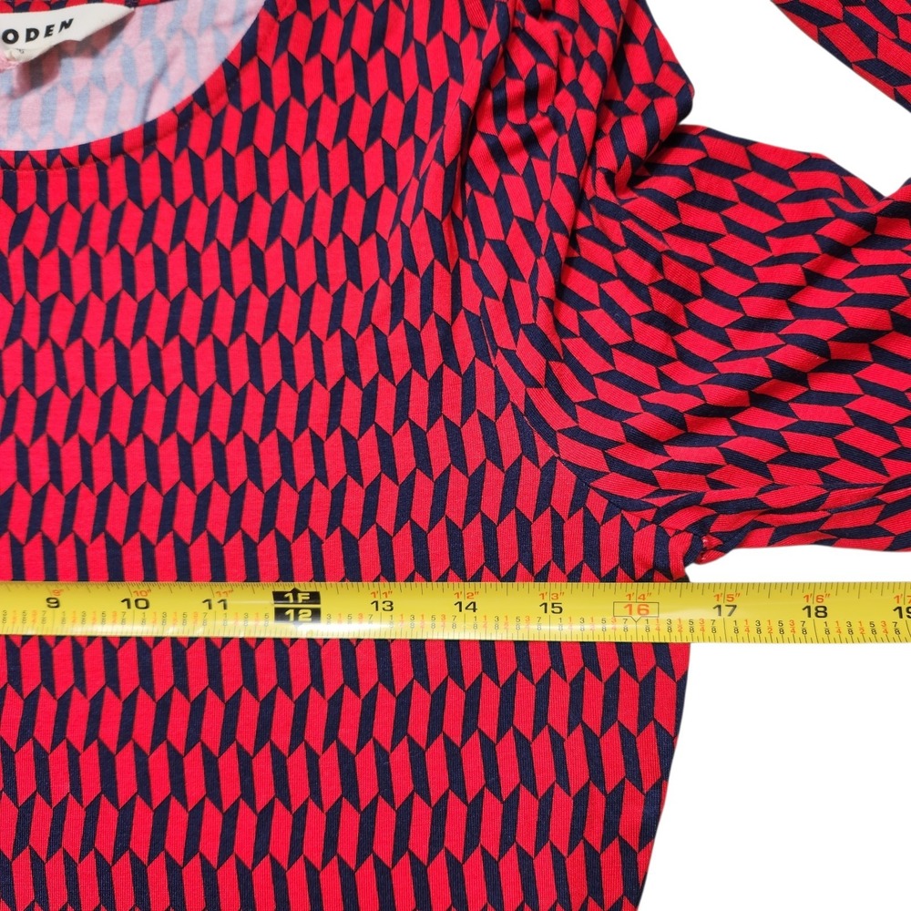 New With Tags Boden Size 6L Long Tall Camille Jersey Midi Dress Red Block Tile - Picture 9 of 12